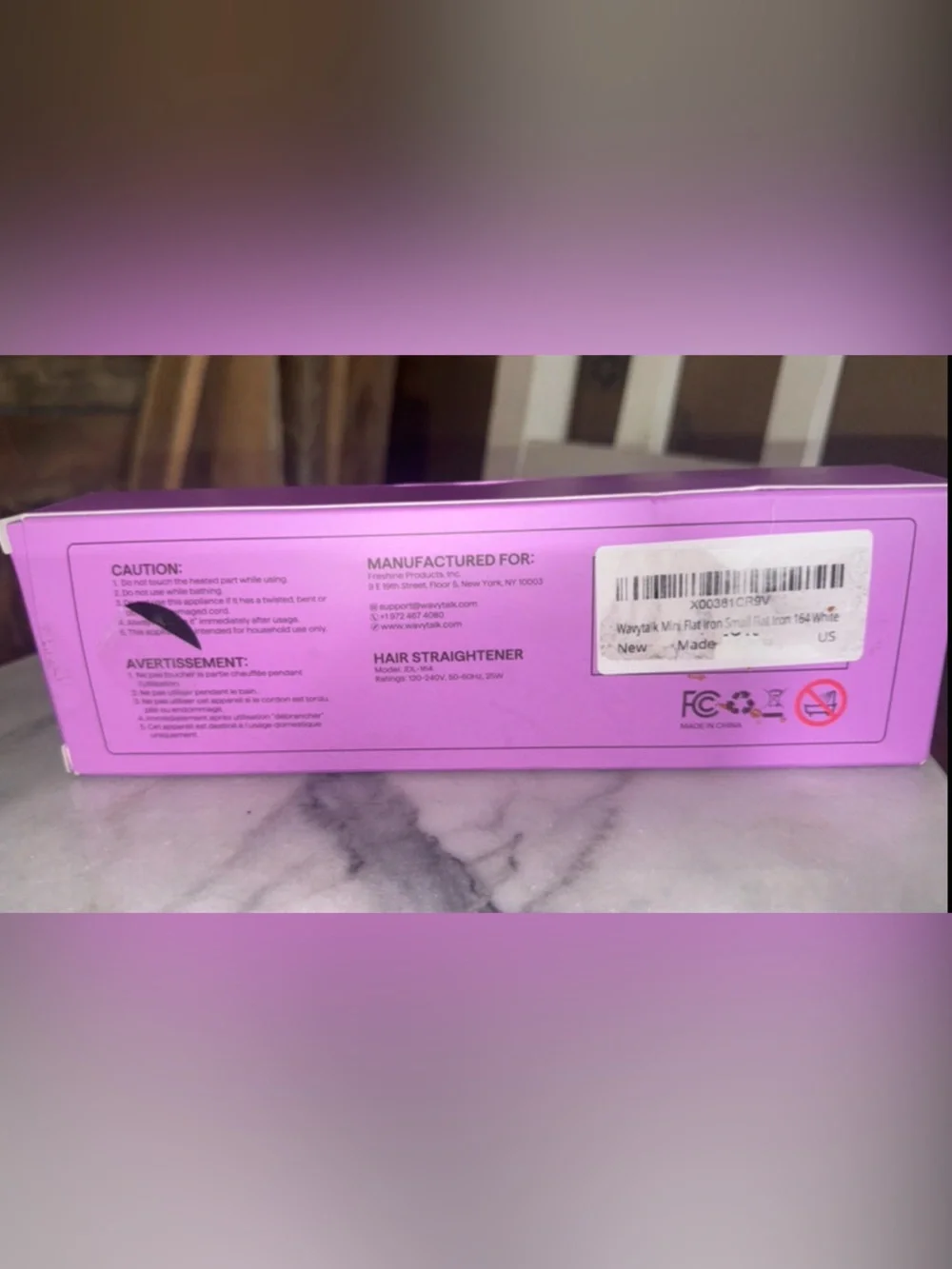 Wavytalk S1 Mini Flat Iron 0.7 Inch Hair Straightener Travel Size Purple New